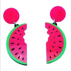 •Watermelon Design Drop Earrings•